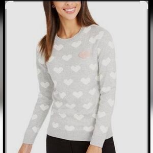 Charter Club Light Gray Heart Sweater